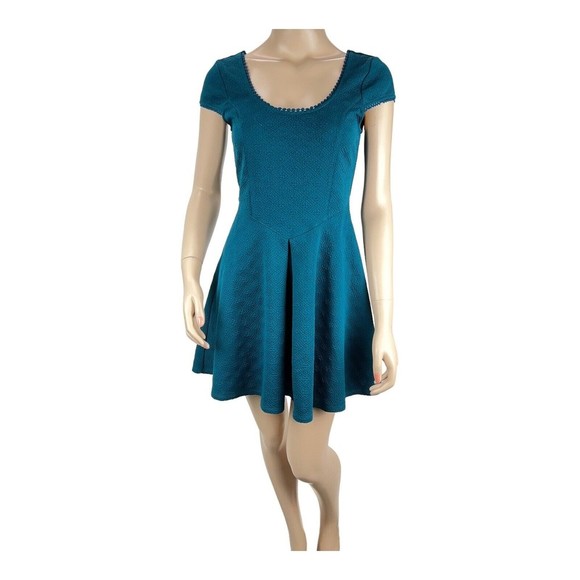 Free People Teal Fit n Flare Show Me Your Back Dress XS Above Knee - Picture 2 of 14